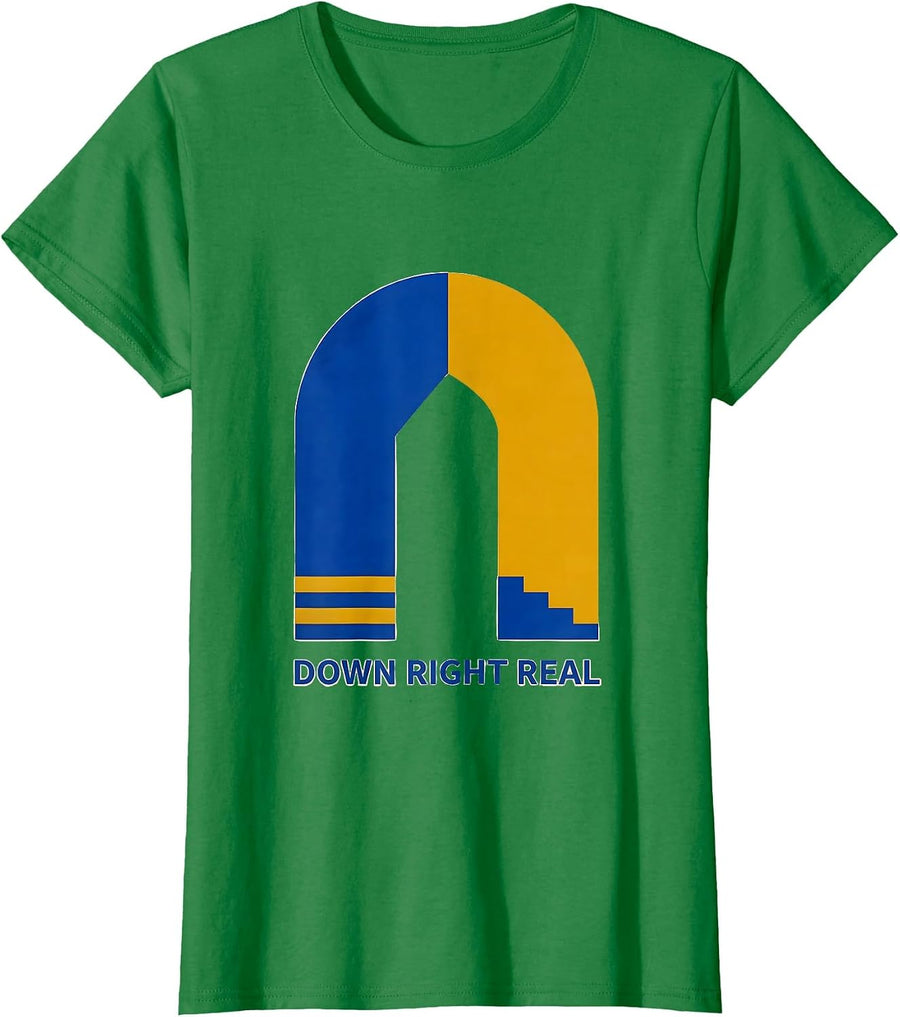 Women's Down Right Real Midcentury Modern Down Syndrome Awareness T-Shirt - Kelly Green