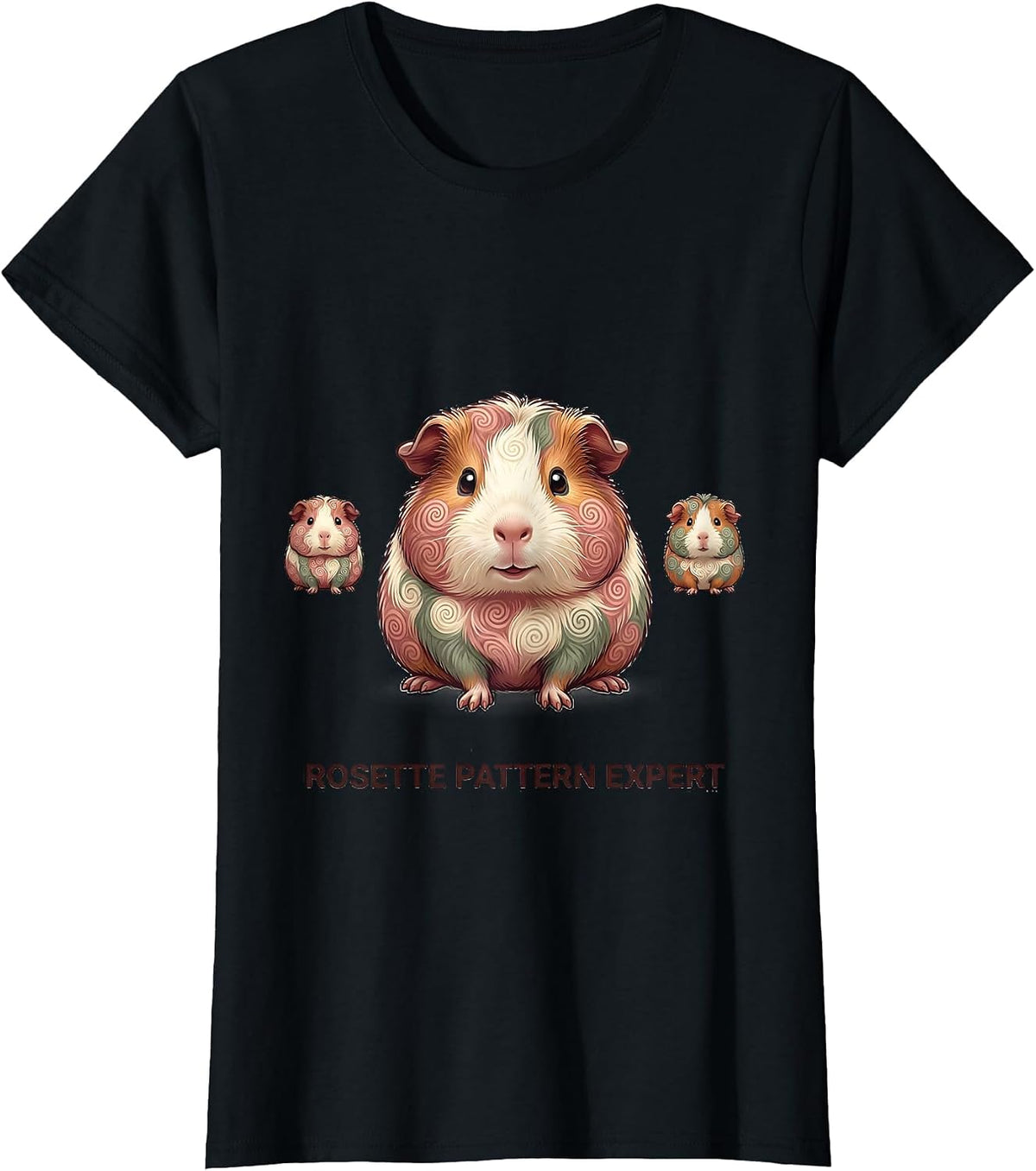 Rosette Pattern Expert Cute Kawaii Guinea Pig Lover Gift T-Shirt - Black