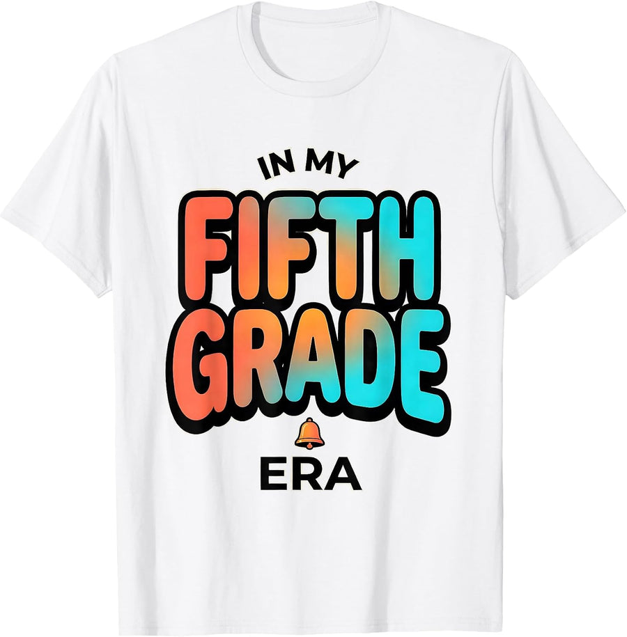 Men's In My Fifth Grade Era Playful Tie Dye Back to School Kids T-Shirt - White