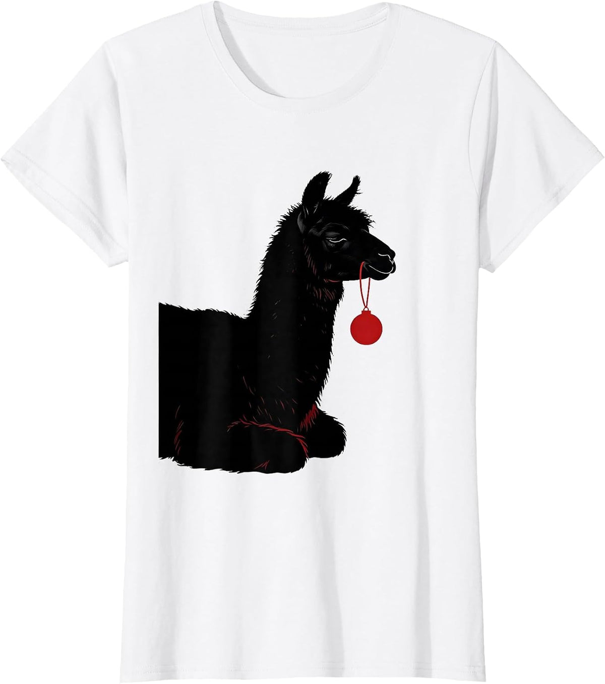 Women's Llama Silhouette Funny Christmas Animal Lover Humor T-Shirt - White