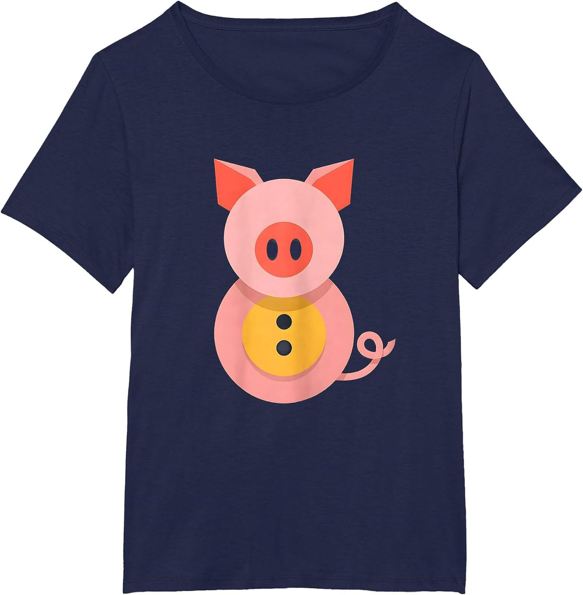 Women's Geometric Pig Flat Vector Halloween Costume Humor T-Shirt - Navy Blue