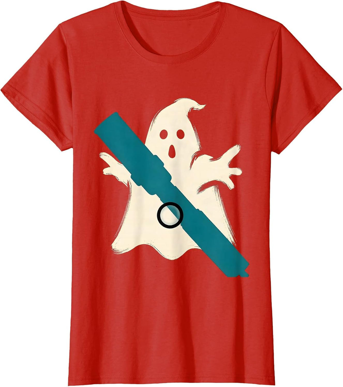 Friendly Ghost Dermatologist Halloween Medical Worker T-Shirt - Red