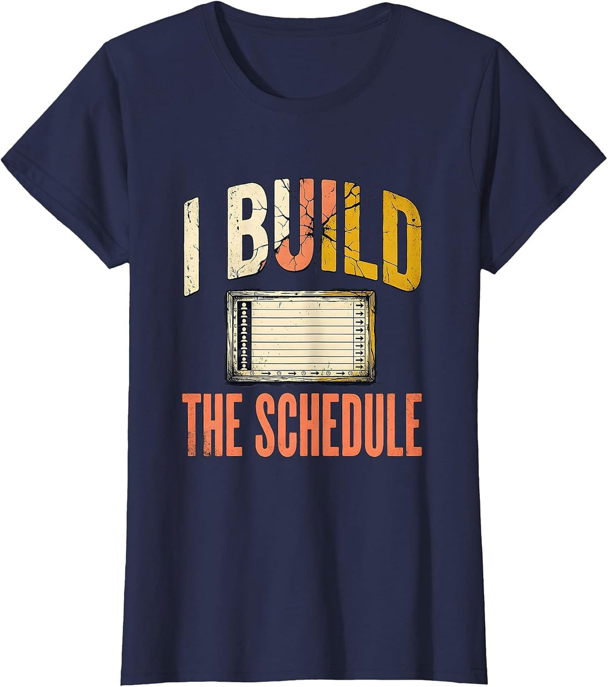 Women's I Build The Schedule Distressed Special Education Teacher T-Shirt - Navy Blue