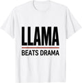 Men's Llama Beats Drama Funny Llama Alpaca Lover Gift T-Shirt - White
