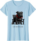 Women's I Lost The Patio Chair Funny Pitbull Dog Mom Humor T-Shirt - Baby Blue