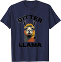Sitter Llama Midcentury Modern Funny Llama Alpaca Lover Gift T-Shirt - Navy Blue