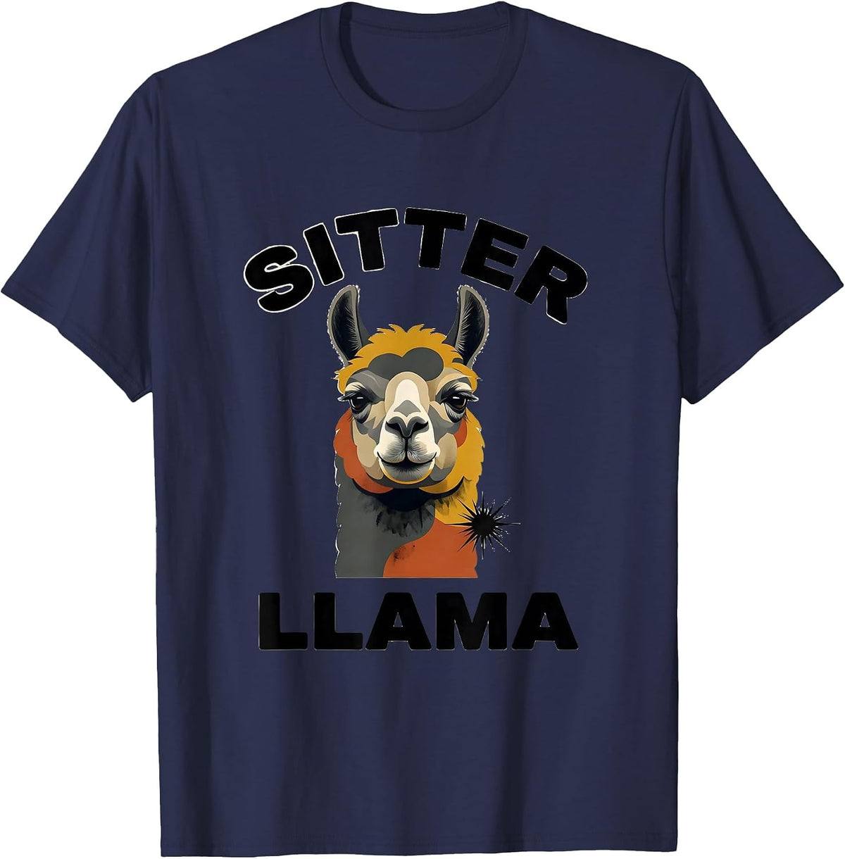 Sitter Llama Midcentury Modern Funny Llama Alpaca Lover Gift T-Shirt - Navy Blue