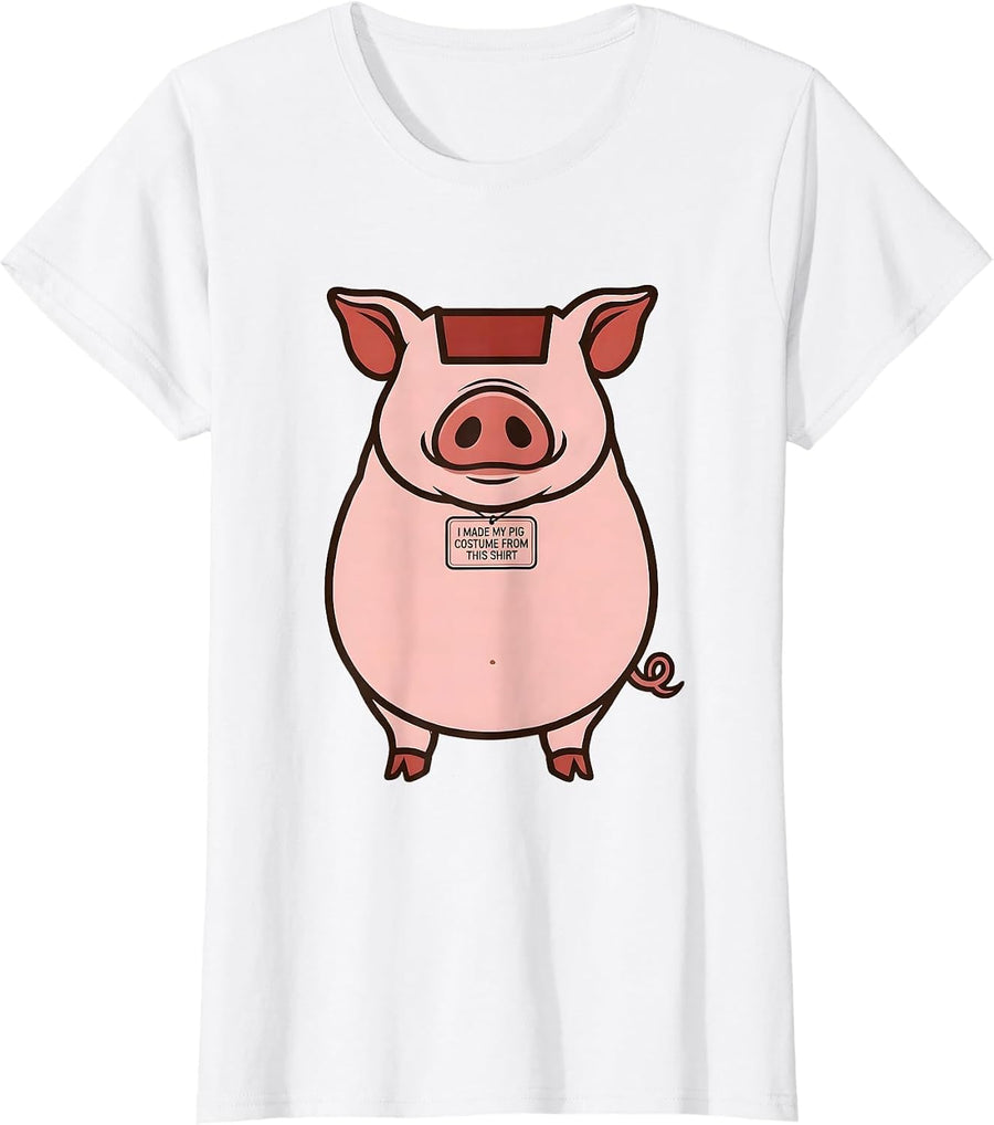 Women's I Made My Pig Costume From This Shirt Funny Pig Lover T-Shirt - White