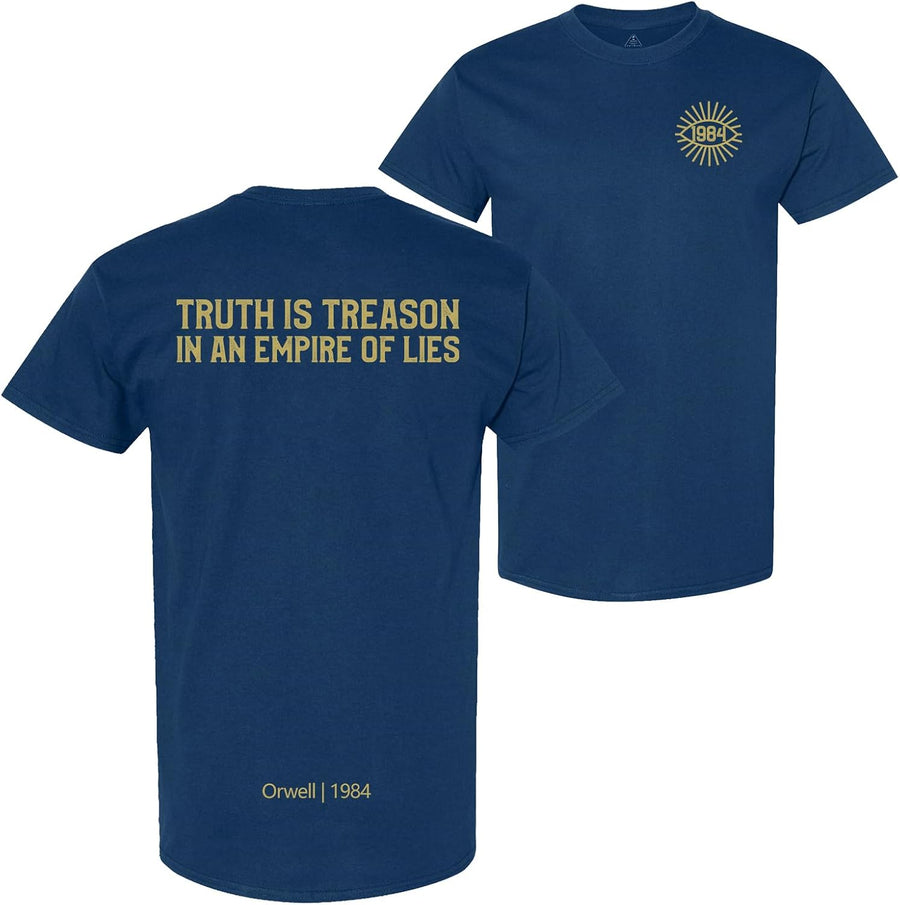 Coded Message Front and Back Print Funny T-Shirt for Men Cotton - Navy