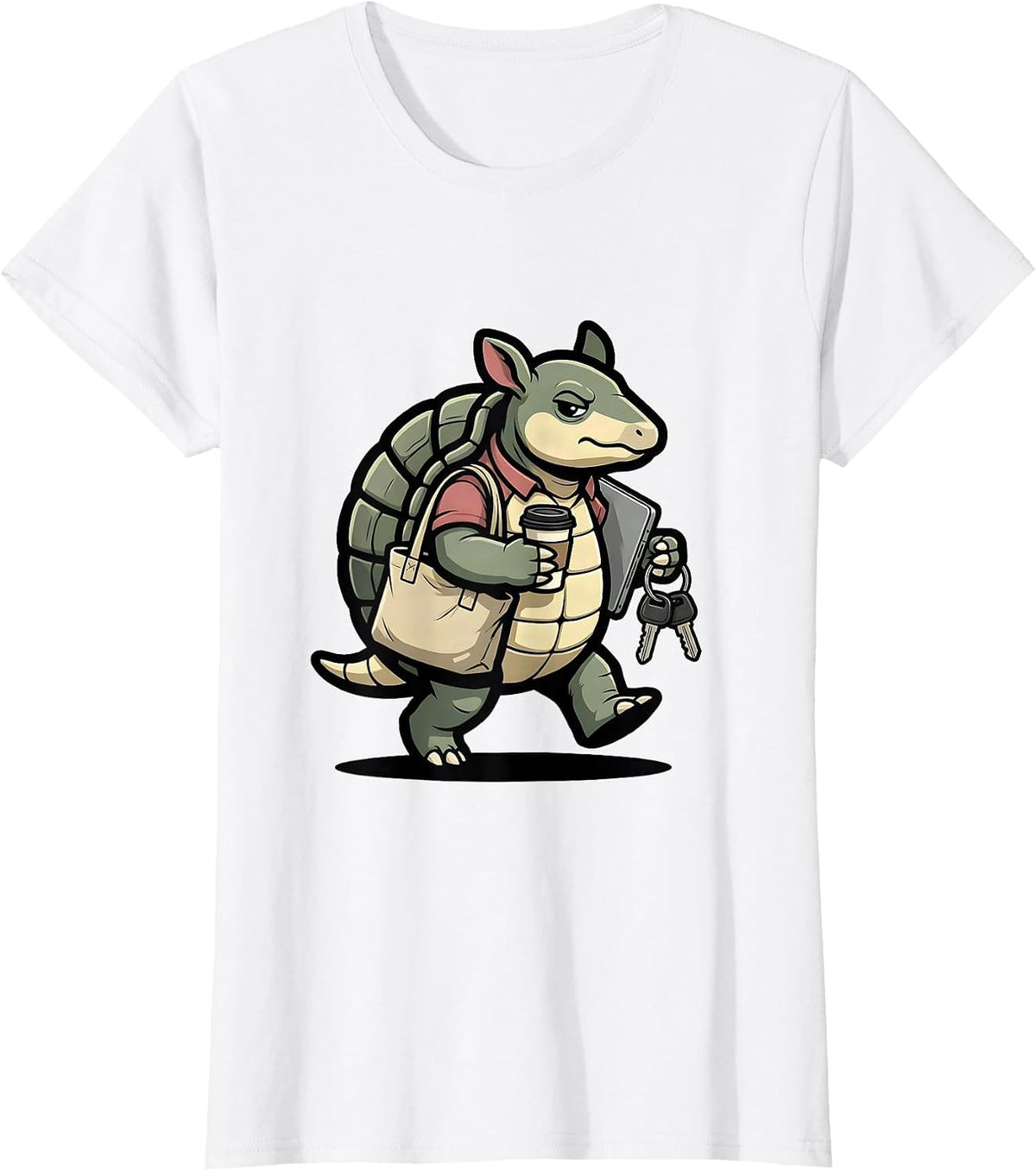 Women's Armadillo Mascot Social Worker Advocacy Humor Work T-Shirt - White