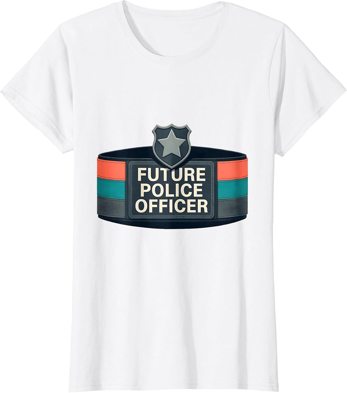 Future Police Officer Midcentury Modern Kids Costume Play T-Shirt - White