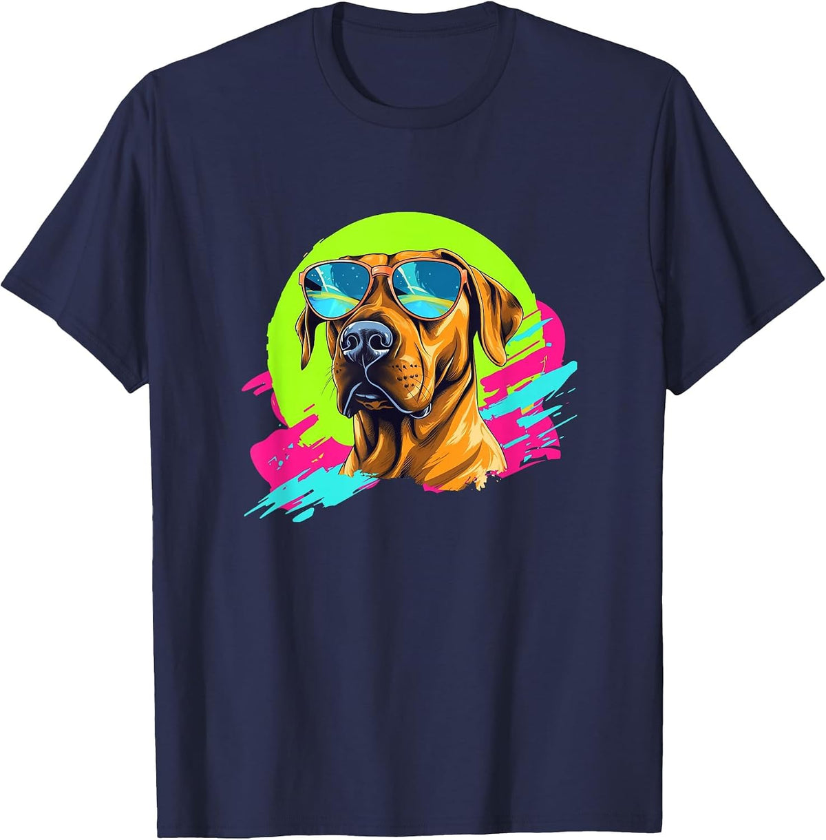 Funny Retro Vintage 80s Rhodesian Ridgeback Ridgie Lover T-Shirt - Navy Blue