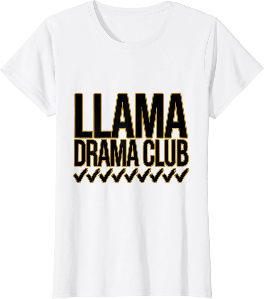 Women's Llama Drama Club Funny Llama Lover Gift T-Shirt - White