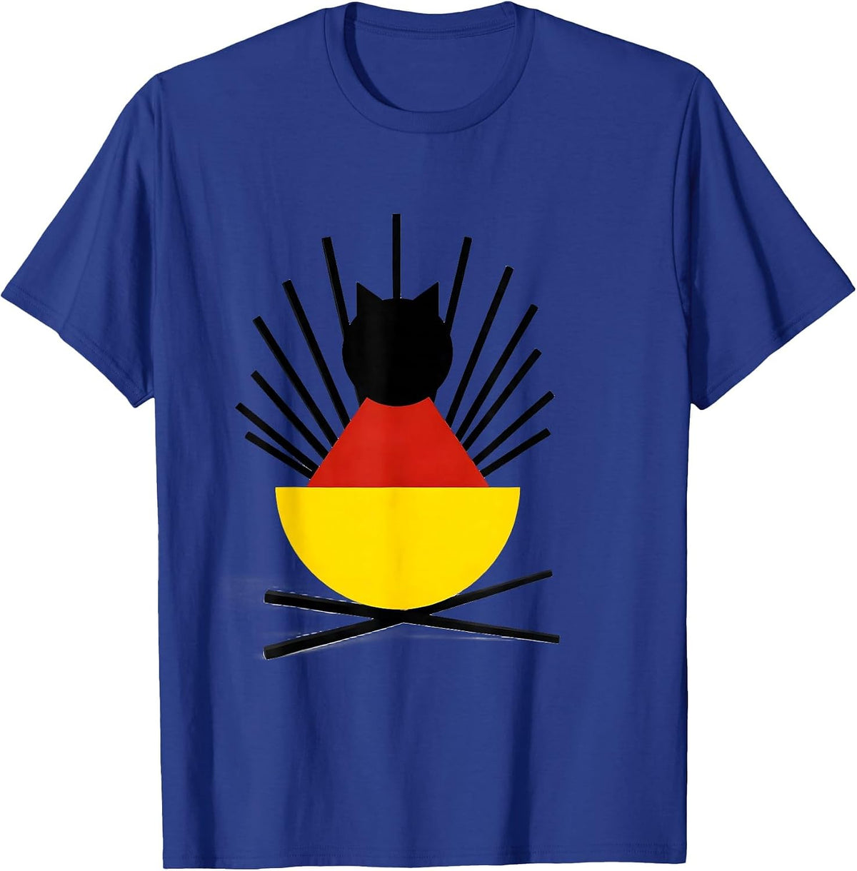 Men's Cat Ramen Kaiju Bauhaus Modernist Anime Art T-Shirt - Royal Blue