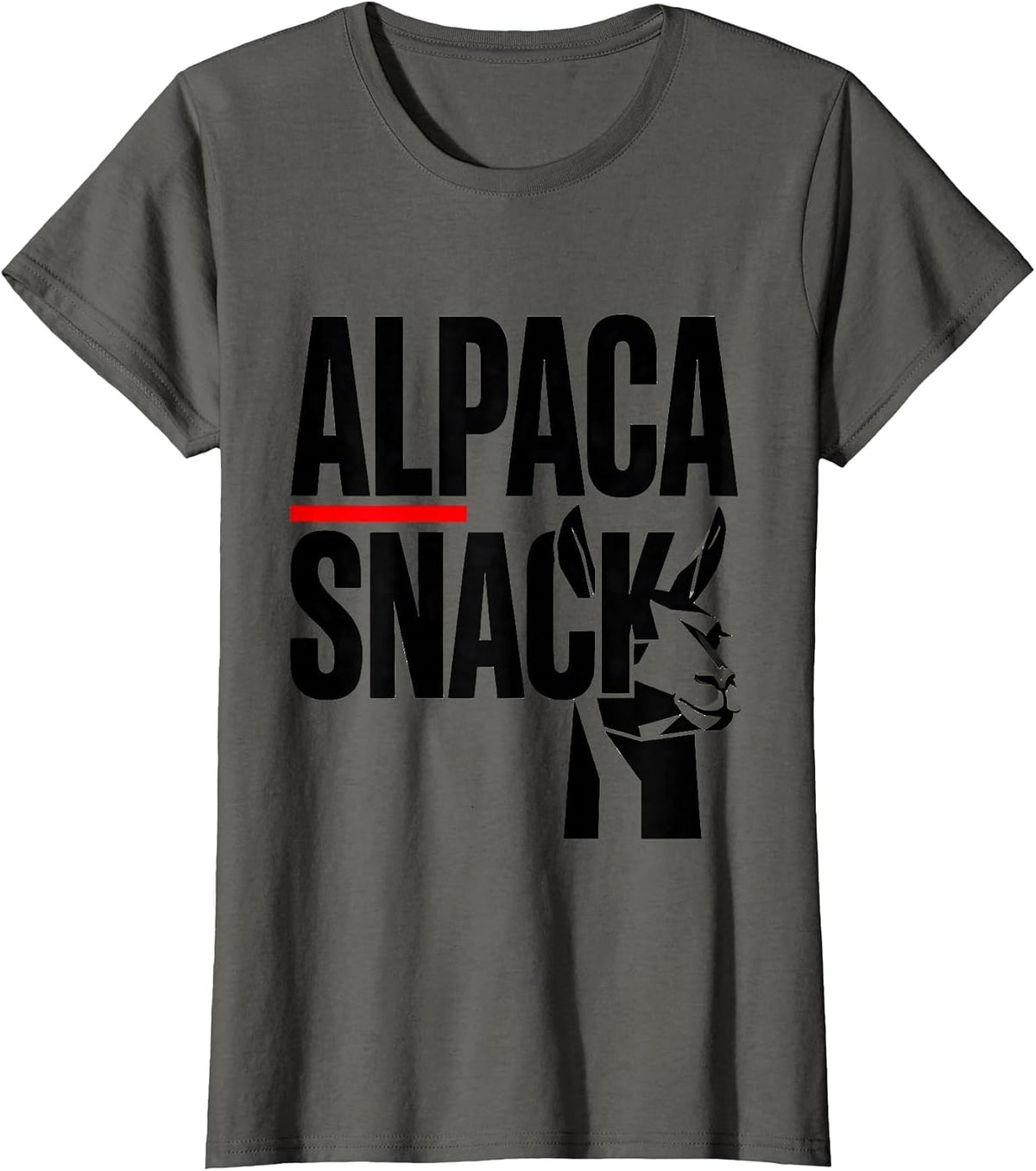 Women's Alpaca Snack Funny Alpaca Lover Humor Novelty Gift T-Shirt - Asphalt Grey