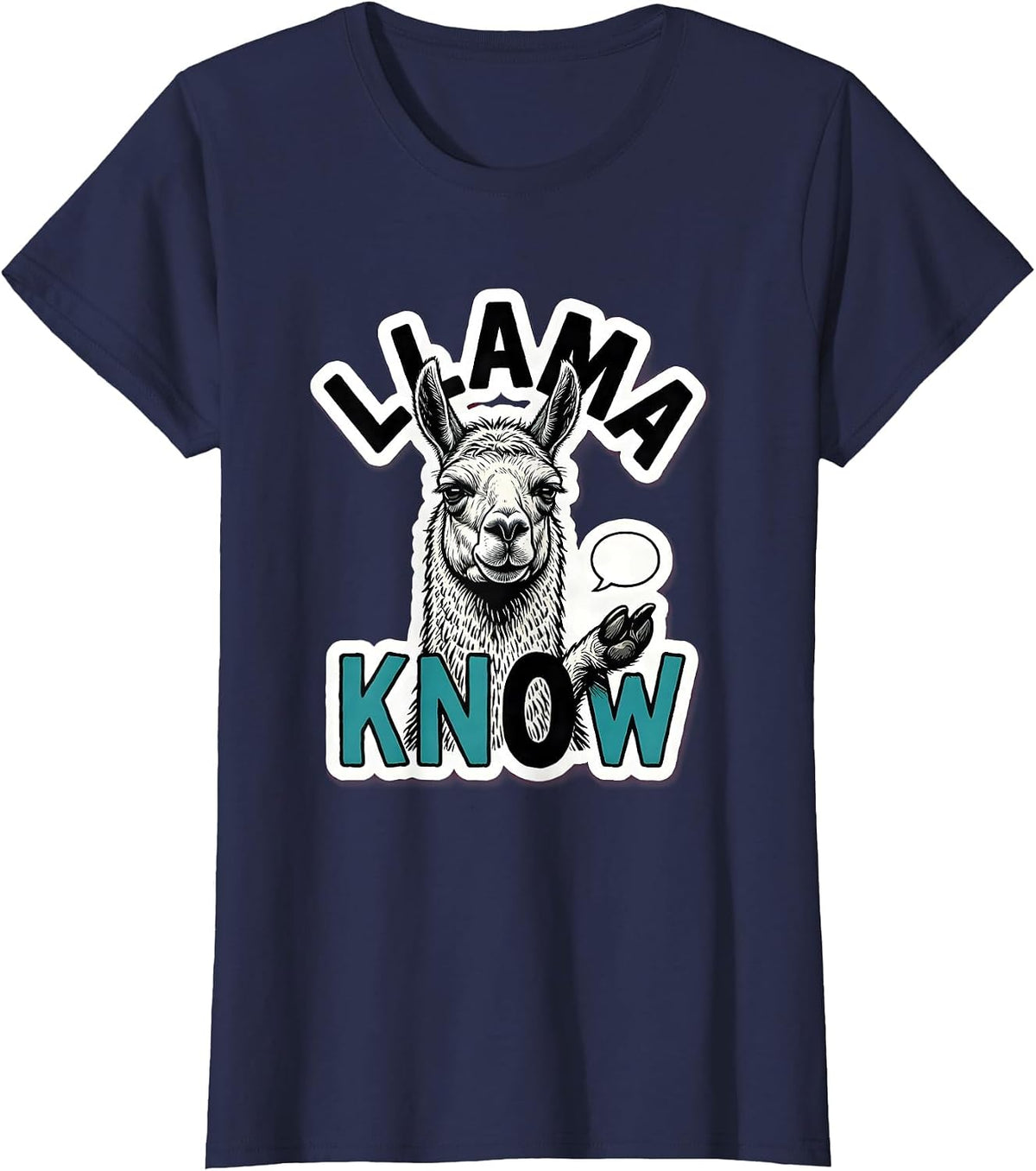 Women's Llama Know Funny Alpaca Lover Animal Humor T-Shirt - Navy Blue