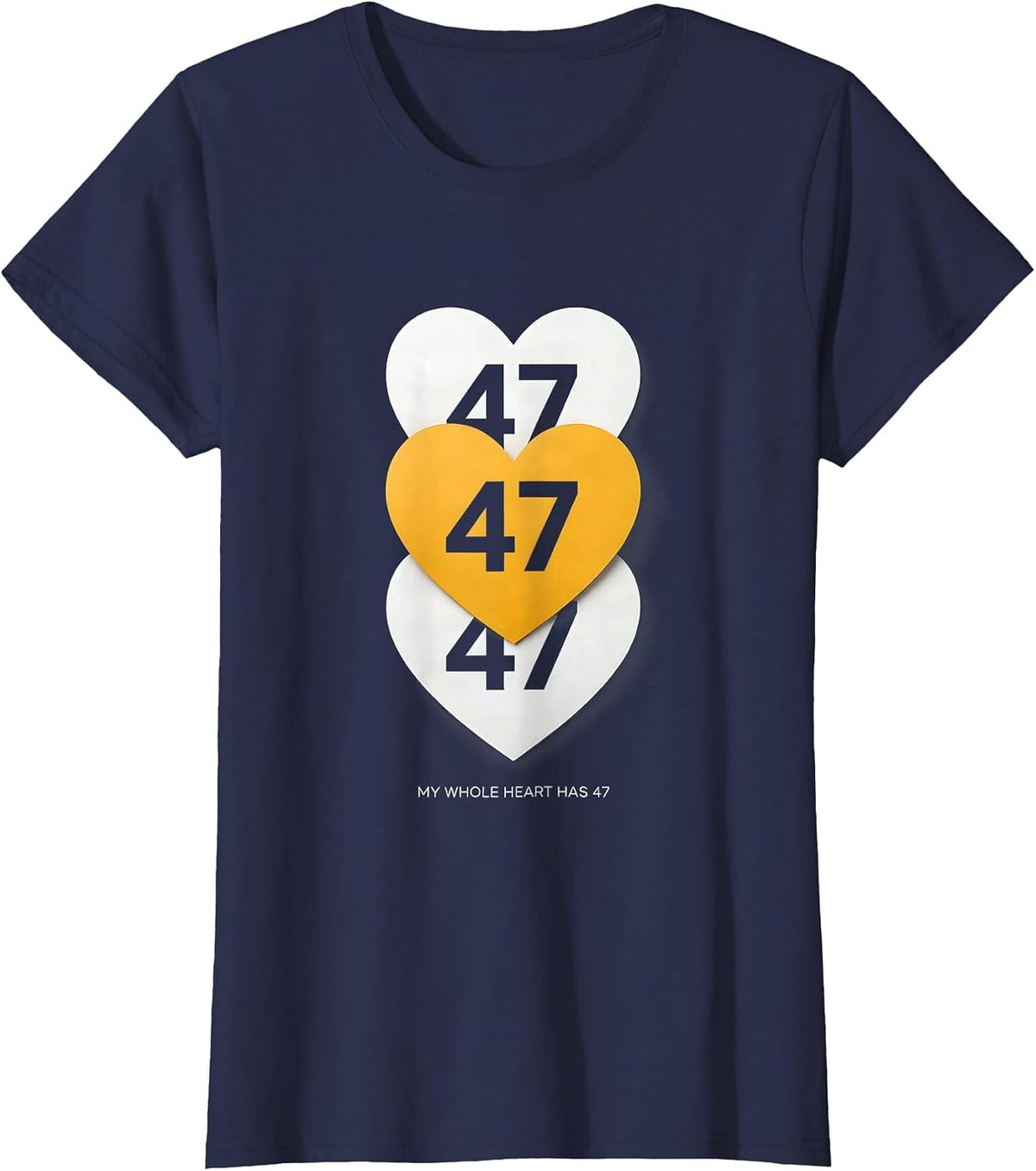 Women's My Whole Heart Has 47 Down Syndrome Awareness Extra T-Shirt - Navy Blue