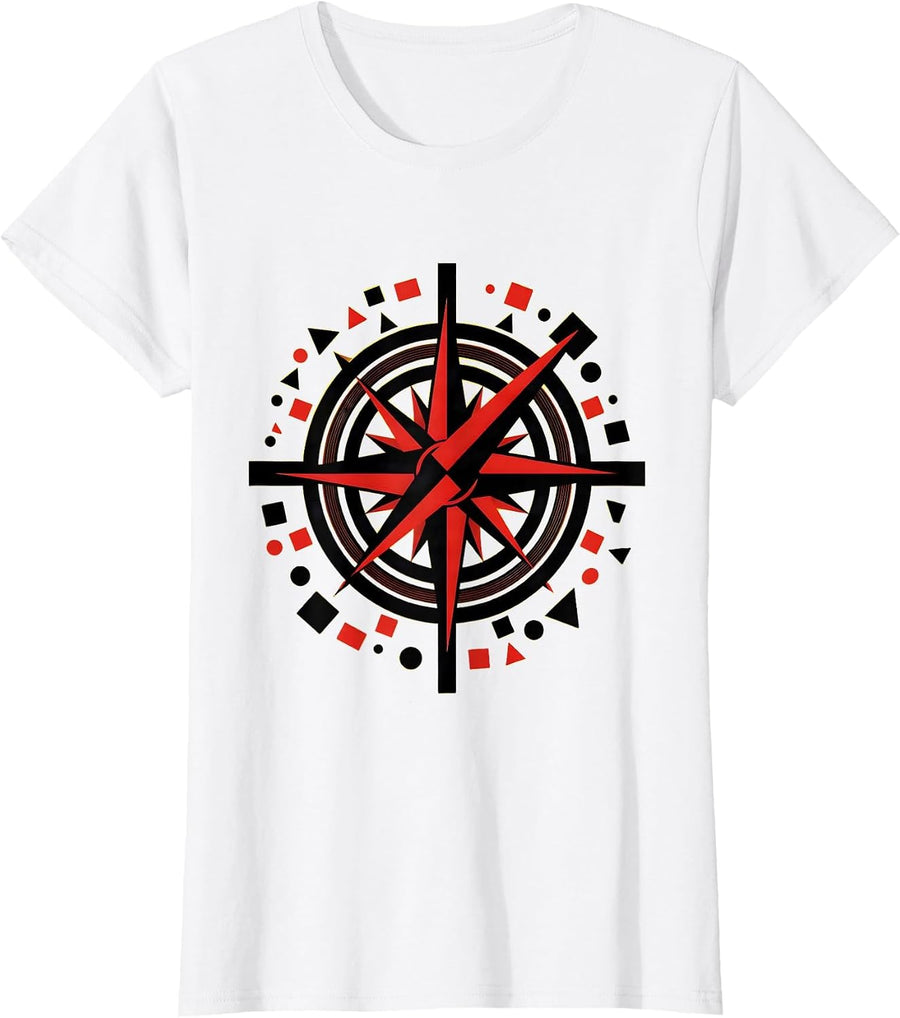 Women's Dyslexia Awareness Spinning Compass Alphabet Art T-Shirt - White