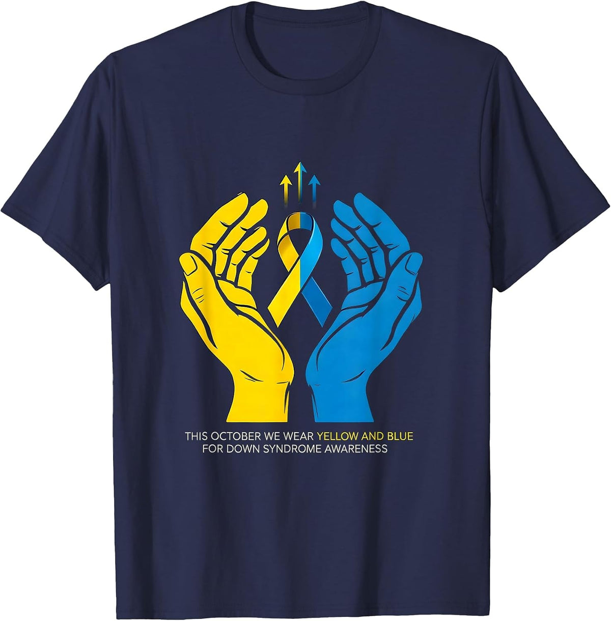 This October We Wear Yellow Blue Down Syndrome Awareness T-Shirt - Navy Blue