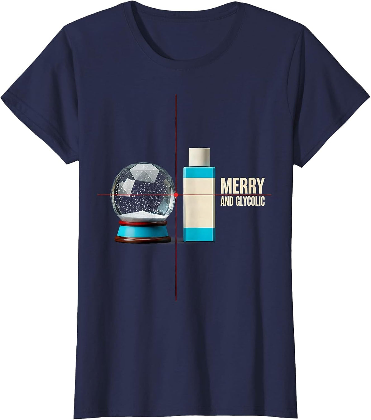 Women's Merry And Glycolic New Wave Esthetician Dermatology Humor T-Shirt - Navy Blue