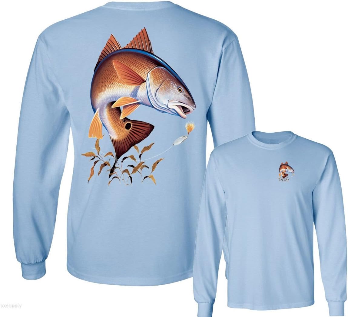 Redfish Lure Fishing Long Sleeve T-Shirt - Light Blue