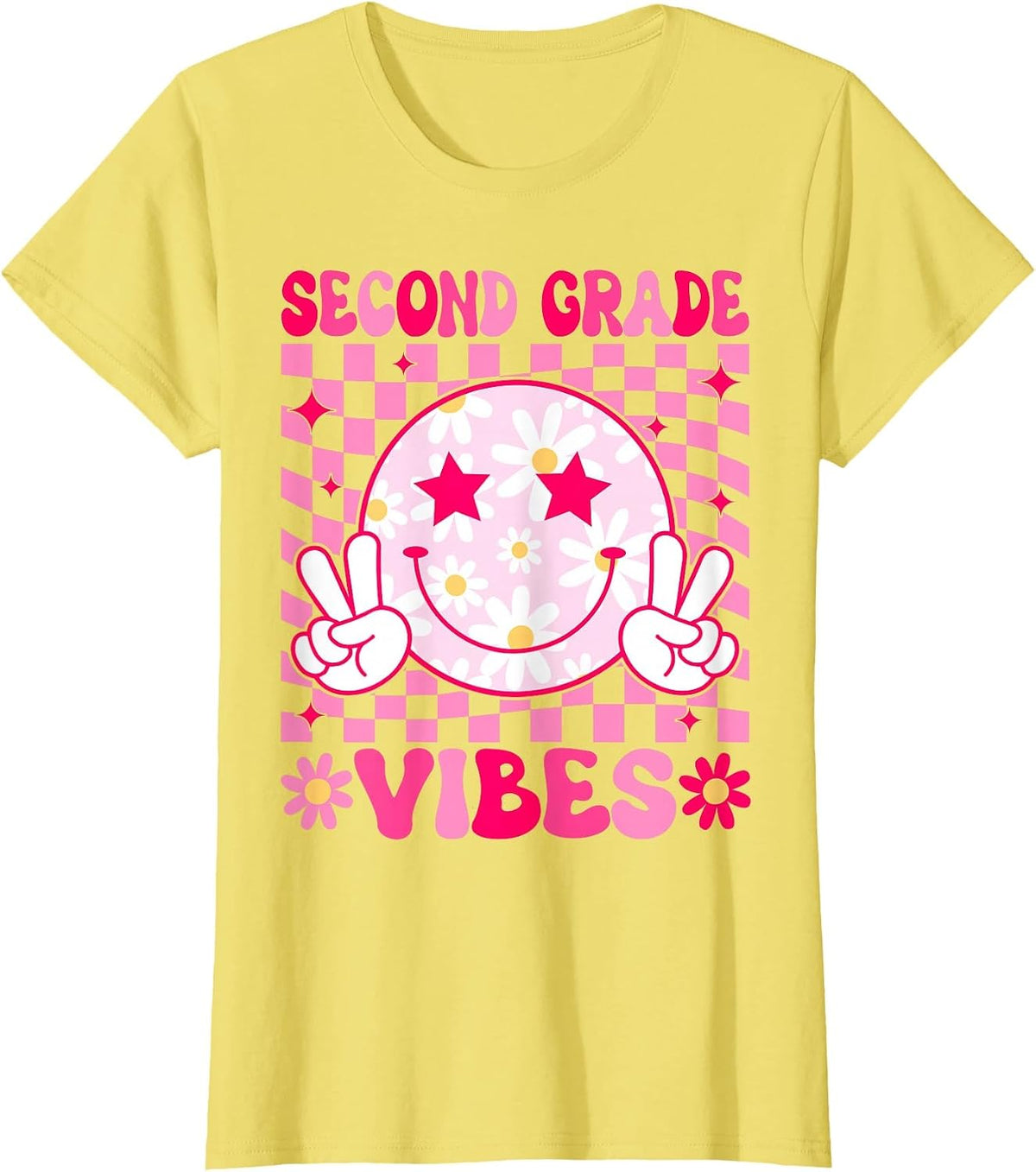 Second Grade Vibes Back to School 2nd Grade Teacher Students T-Shirt - Lemon Yellow