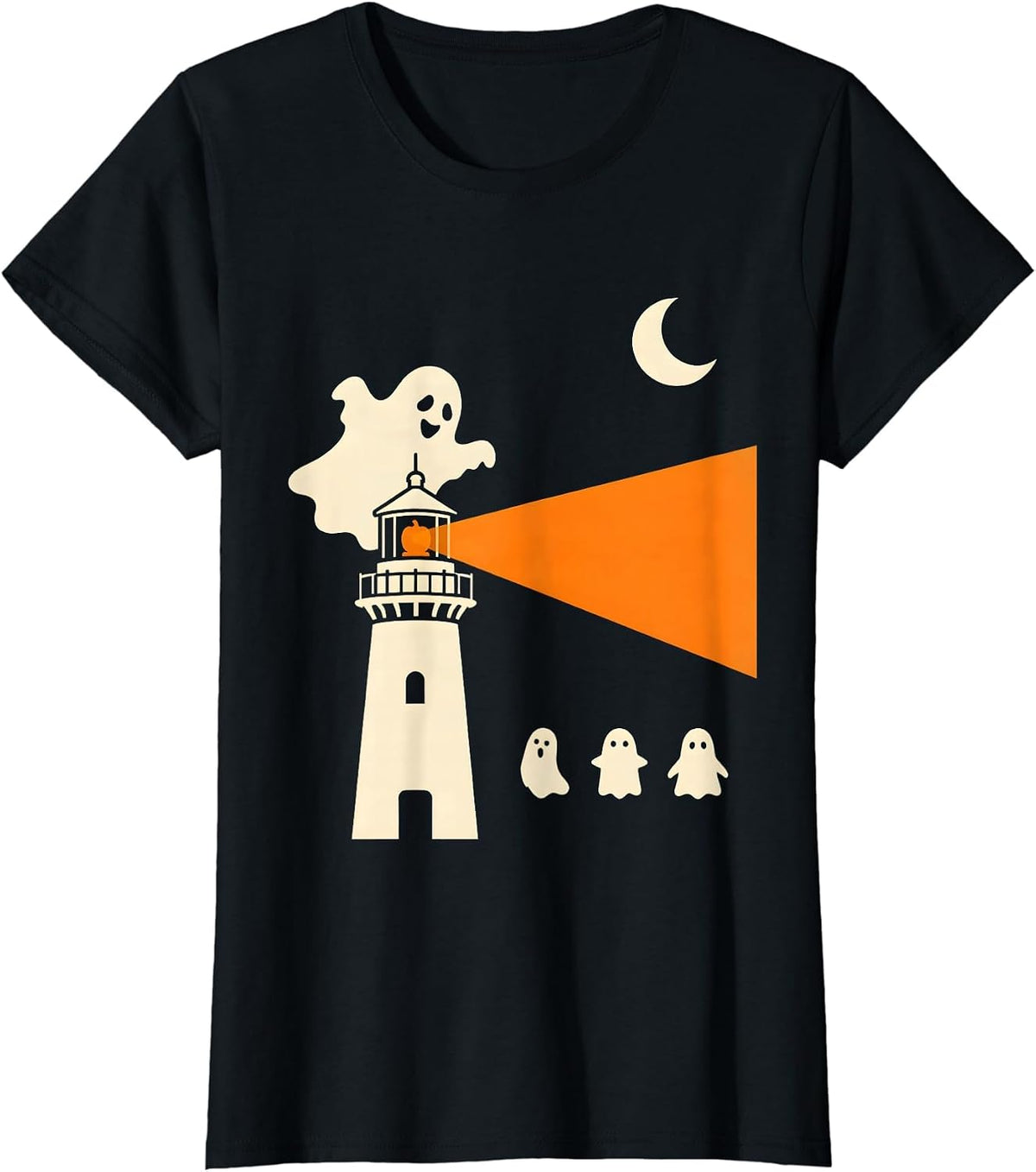 Friendly Ghost Lighthouse Mental Health Counselor Halloween T-Shirt - Black