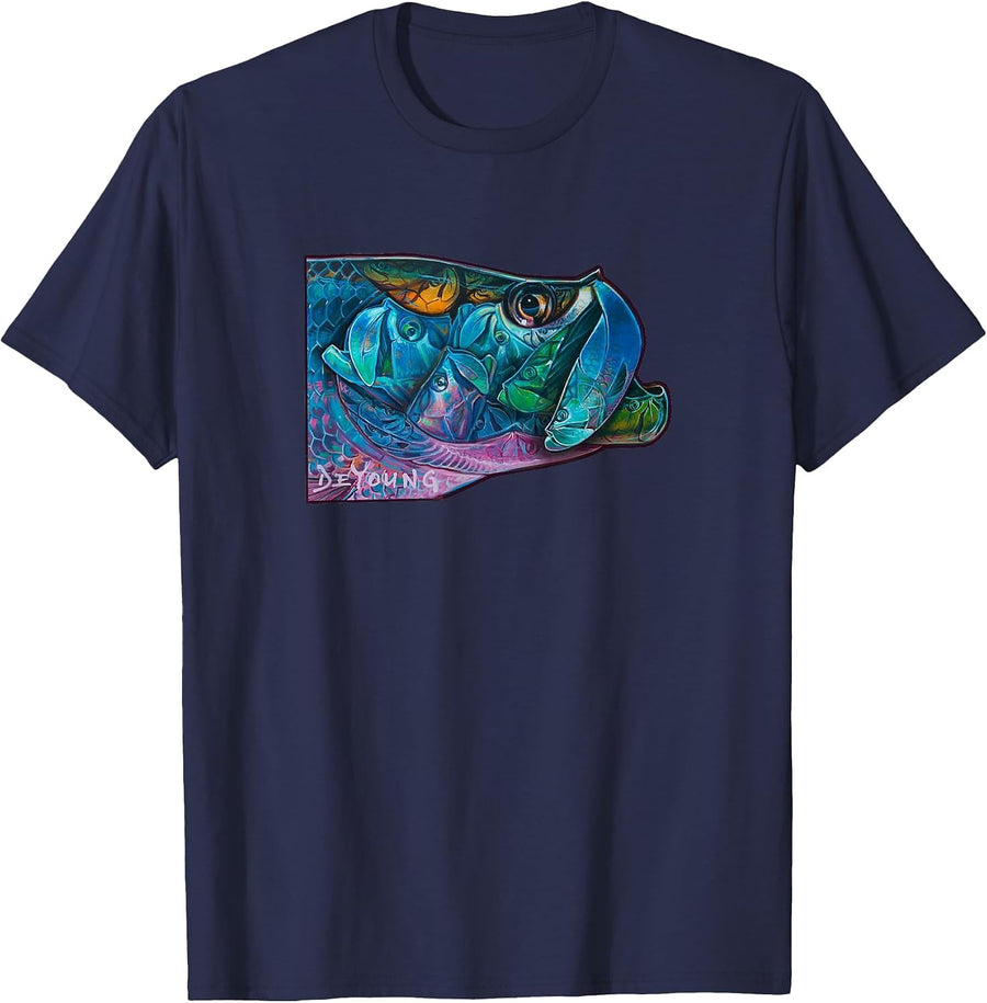 Tarpon Kaleidoscope Saltwater Fly Fishing T-Shirt - Navy Blue