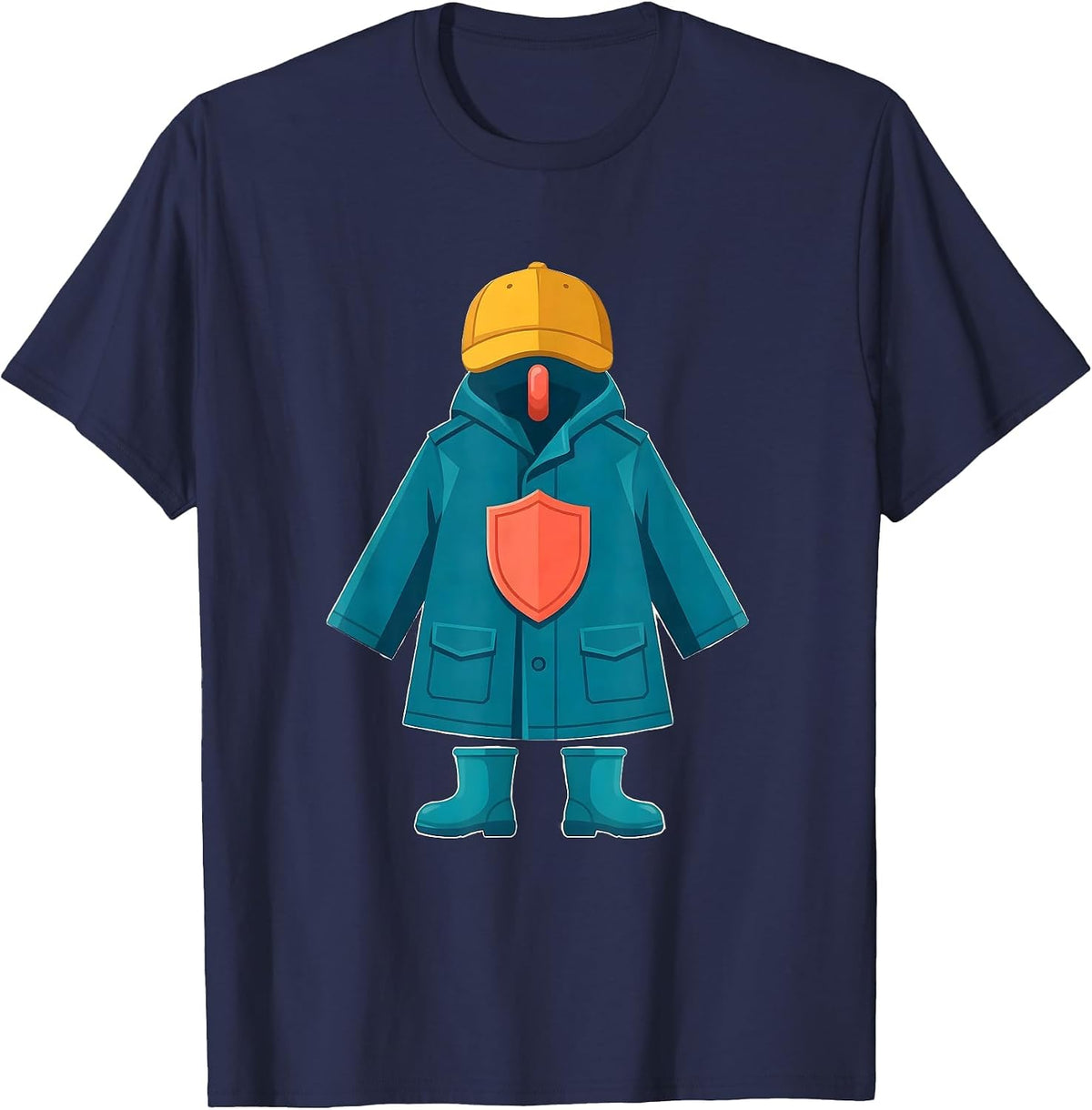 Police Raincoat Costume Kids Officer Playwear T-Shirt - Navy Blue