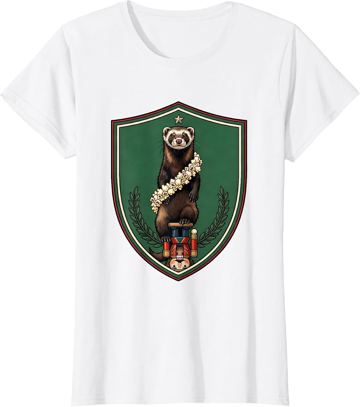Ferret Crest Emblem Funny Ferret Lover Gift T-Shirt - White