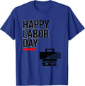 Happy Labor Day Patriotic Union Pride Casual Graphic T-Shirt - Royal Blue