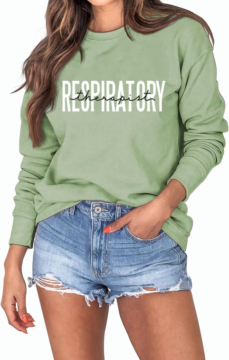 MEKOTSK Respiratory Therapist Sweatshirt Women Long Sleeve Crewneck Pullover Tops Respiratory Therapy Gift Nurse Shirts -
