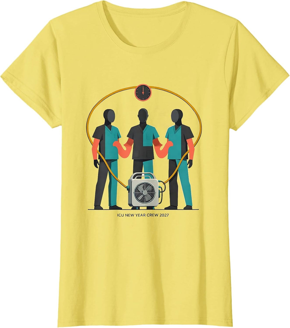 ICU New Year Crew 2027 Midcentury Modern Nurse Crew Party T-Shirt - Lemon Yellow