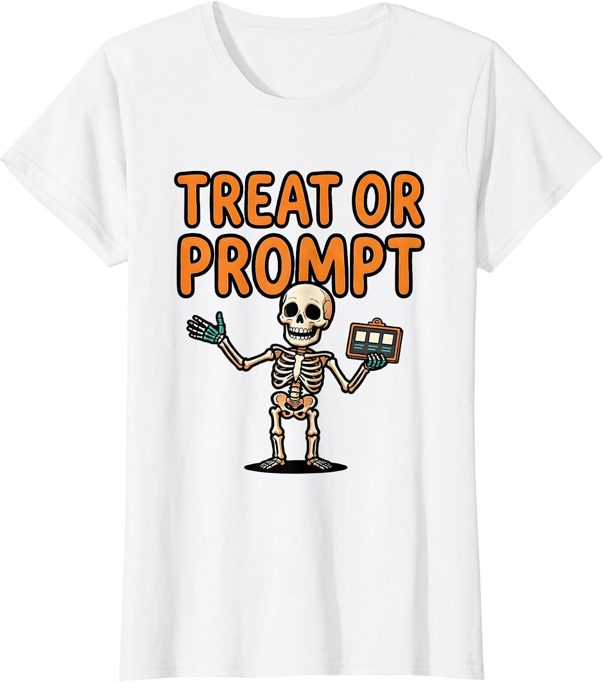 Treat Or Prompt Halloween Speech Therapy SLP Teacher Humor T-Shirt - White