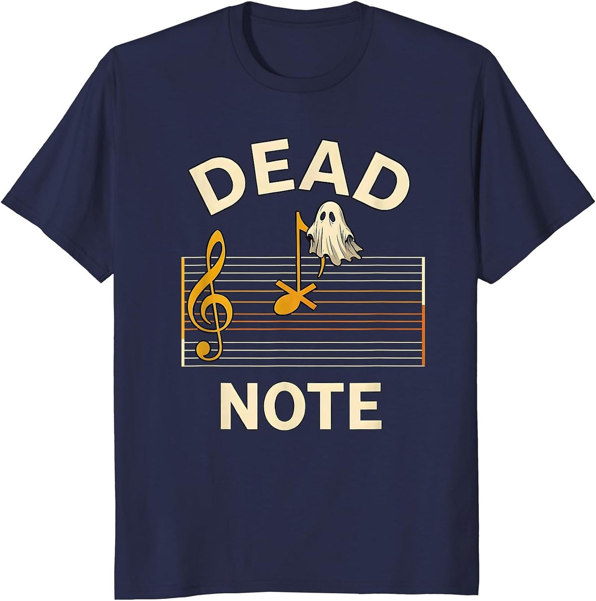 Dead Note Ghost Musician Music Teacher Halloween Humor T-Shirt - Navy Blue