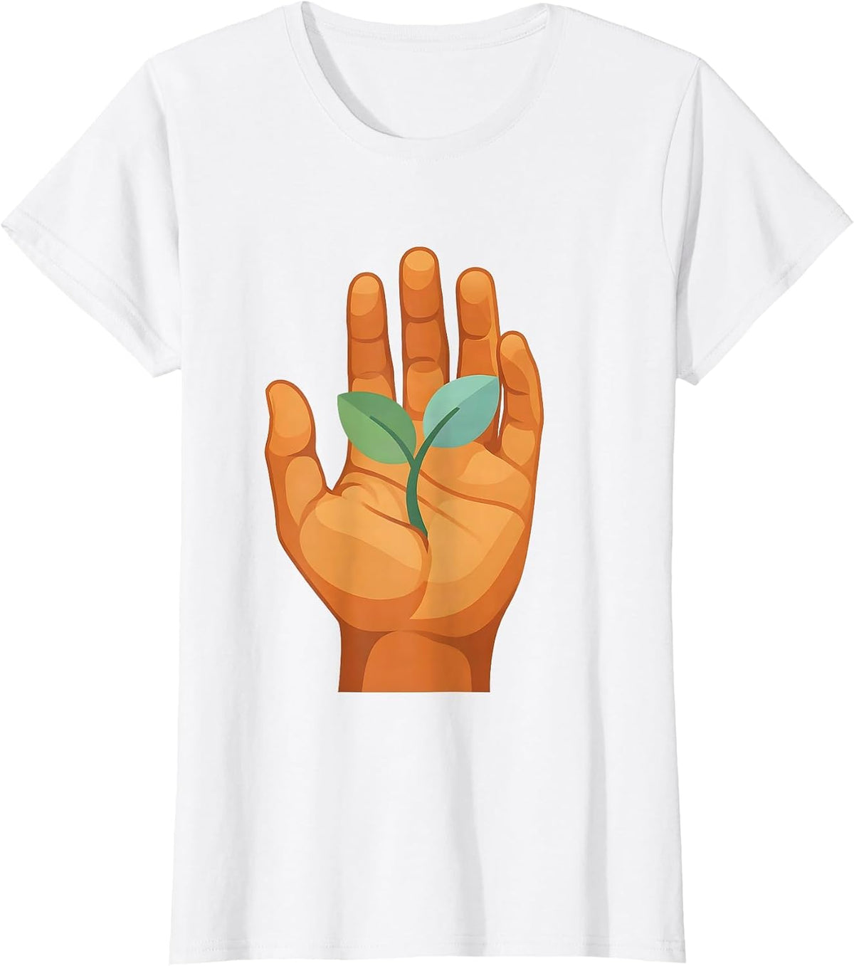 Women's Occupational Therapy Open Hand Sprout Growth Design T-Shirt - White
