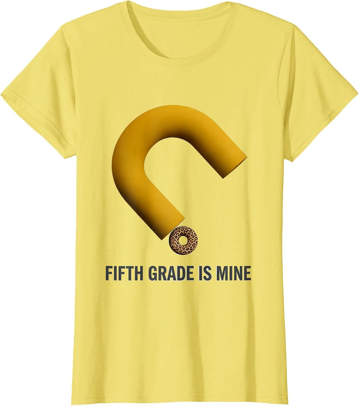 Women's Fifth Grade Is Mine Midcentury Modern Leopard Print Teacher T-Shirt - Lemon Yellow