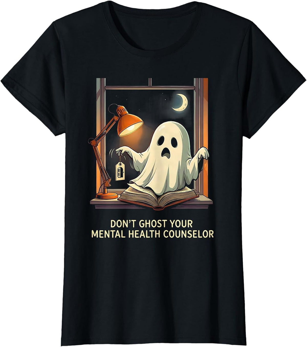 Don't Ghost Your Mental Health Counselor Funny Halloween T-Shirt - Black