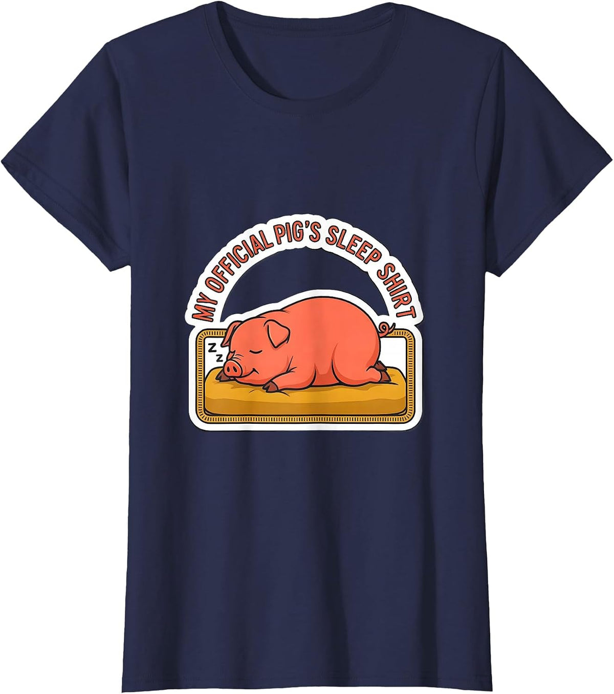Women's My Official Pig's Sleep Shirt Funny Animal Pajama Pig Lover T-Shirt - Navy Blue