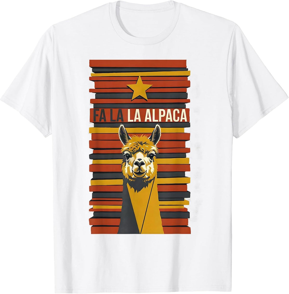 Fa La La Alpaca Midcentury Modern Funny Christmas Animal Pun T-Shirt - White