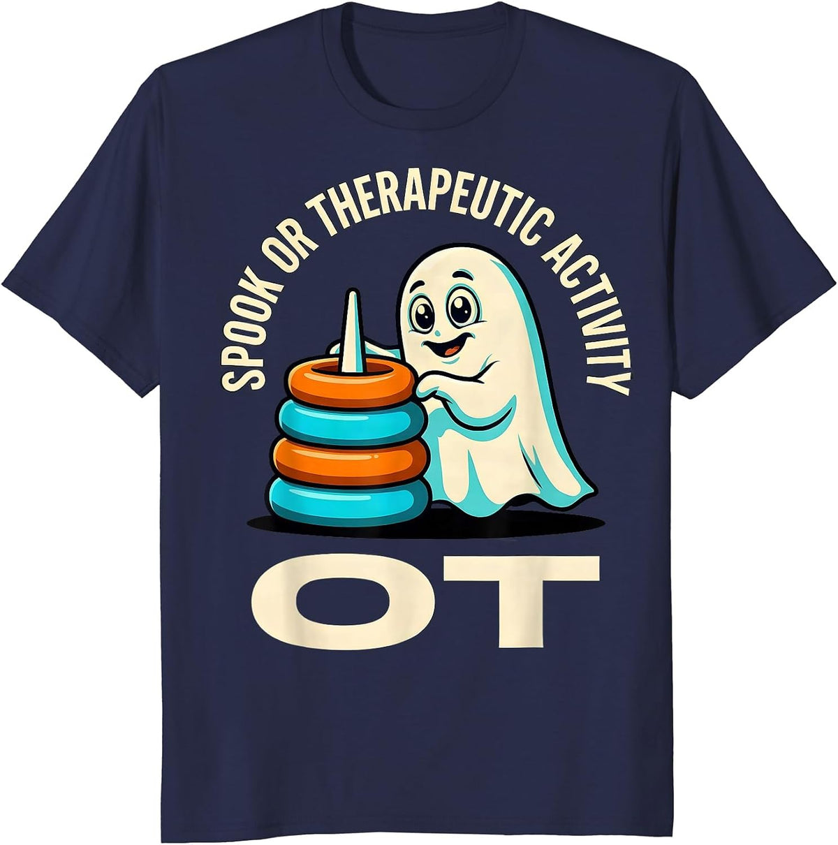 Men's Spook Or Therapeutic Activity OT Funny Occupational T-Shirt - Navy Blue