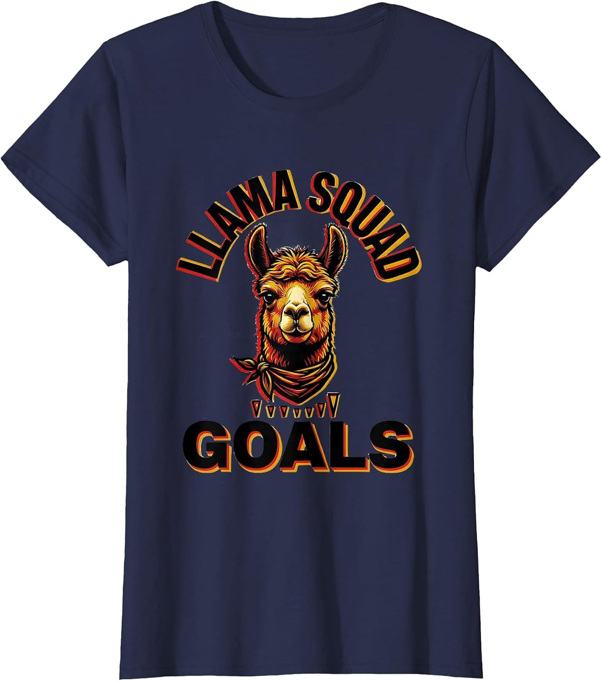 Women's Llama Squad Goals Funny Llama Lover Group Novelty T-Shirt - Navy Blue