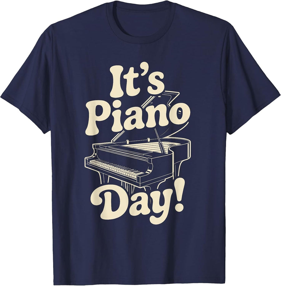 Piano Day Music Teacher Instrument Classical Jazz Pianist T-Shirt - Navy Blue