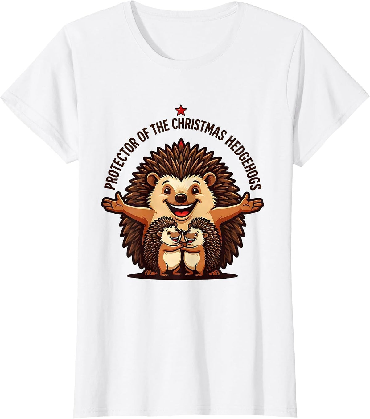Women's Protector Of The Christmas Hedgehogs Cute Hedgehog Lover T-Shirt - White
