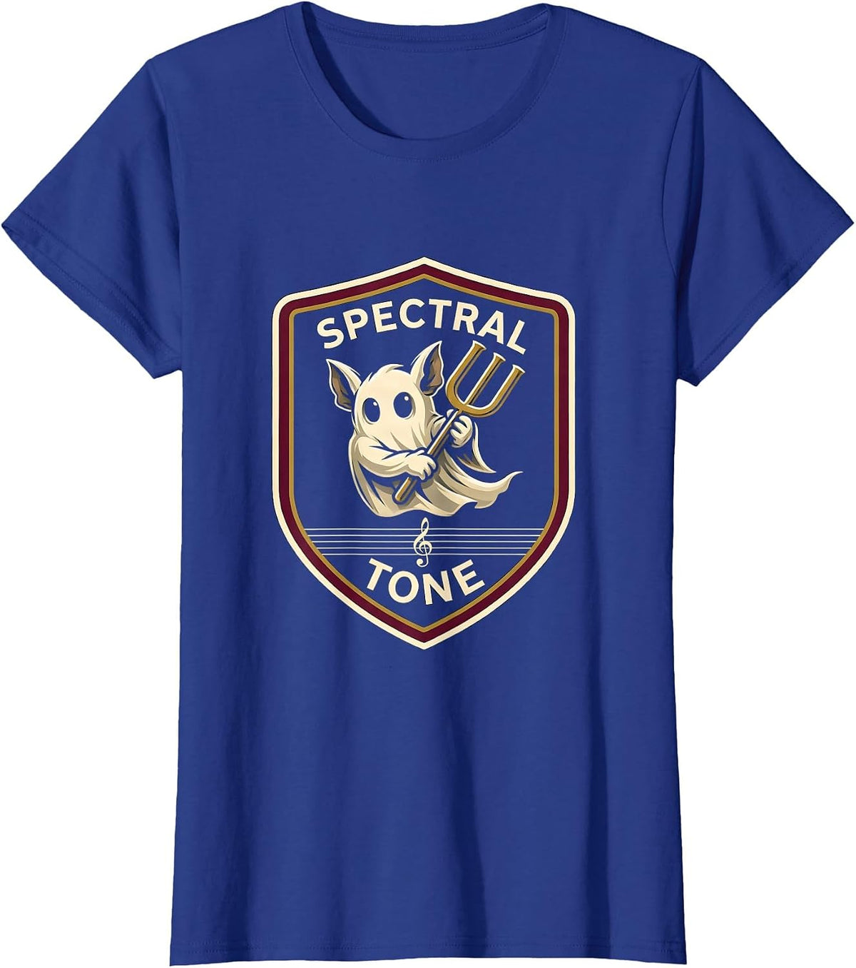 Women's Spectral Tone Whimsical Ghost Musician Music Teacher T-Shirt - Royal Blue