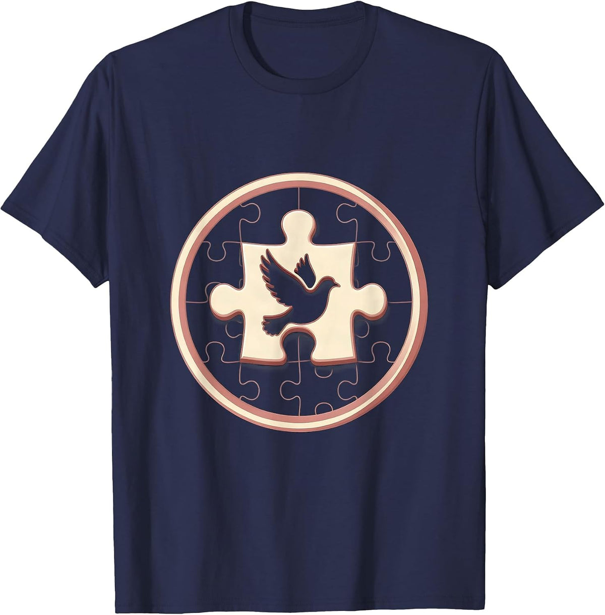 Men's Puzzle Piece Fitting Into Place Graphic Design T-Shirt - Navy Blue