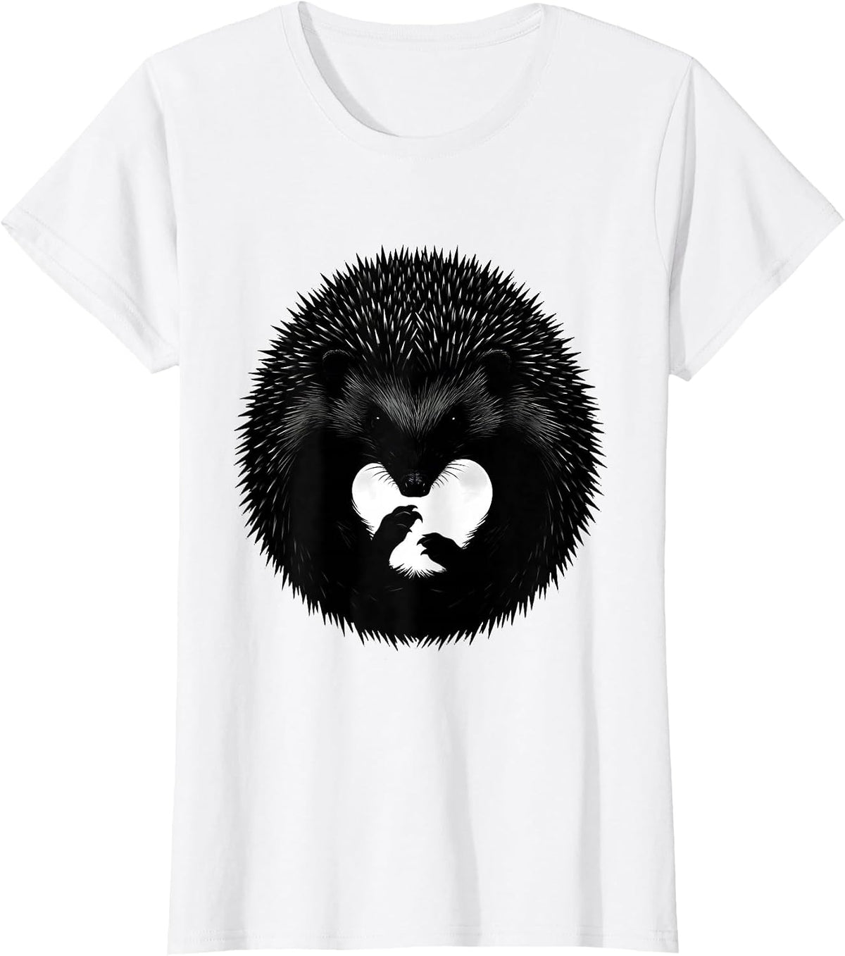 Women's Curled Hedgehog Cute Humor Animal Lover Gift T-Shirt - White