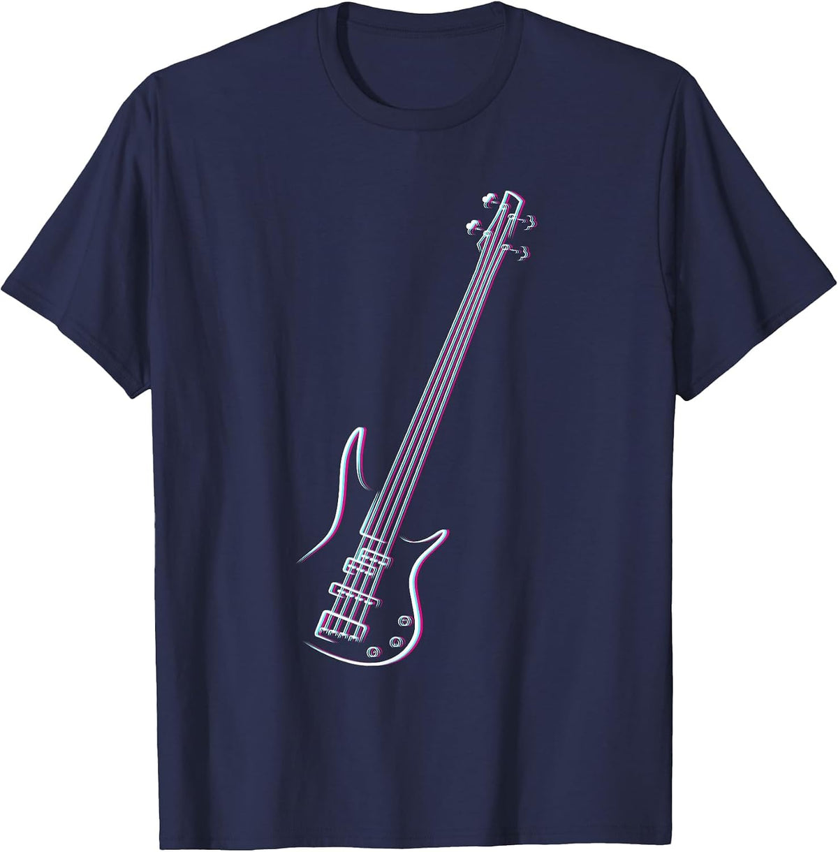 Bass Guitar Musical Instrument Bassist T-Shirt - Navy Blue