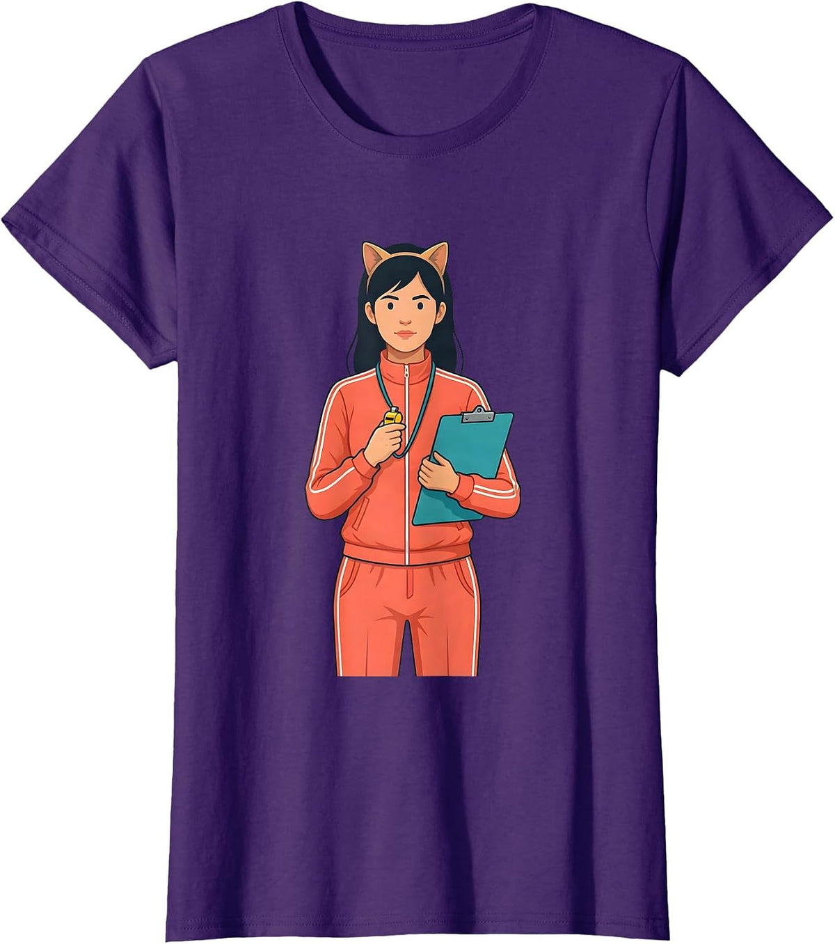 Women's Calm P.E. Teacher Halloween Costume Humor T-Shirt - Purple