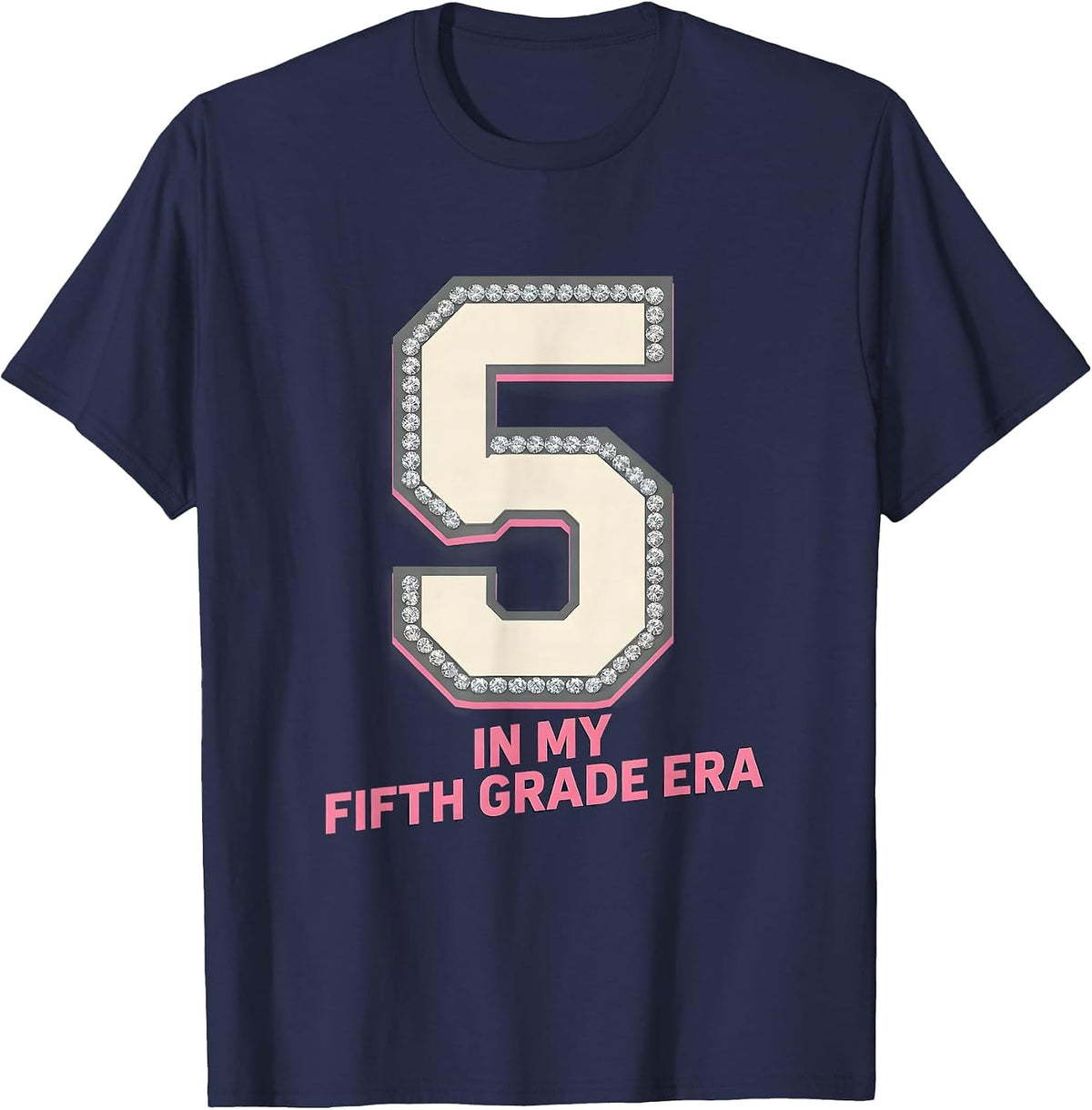Men's In My Fifth Grade Era Sparkle Varsity Back To School Groovy T-Shirt - Navy Blue